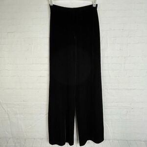 Tadashi Black Velvet Pants Womens Size M Wide Leg Pull On Velour Trousers